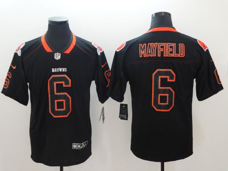 Men Cleveland Browns #6 Mayfield Nike Lights Out Black Color Rush Limited NFL Jerseys